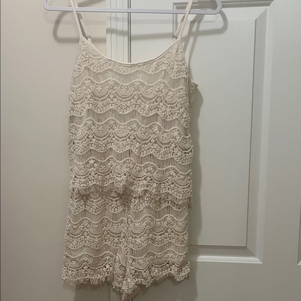 Elegant Cream Lace Lounge Set